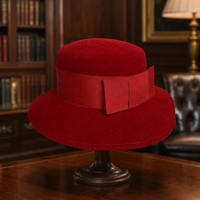 Geo. W. Bollman  Co. Red Doeskin Wool Felt Hat, Vintage Wide Brim Dress Hat
