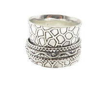 925 Sterling Silver Shiny Patterned Concave Multi Band Ring Sz 8 RG12278
