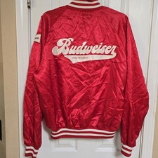 VINTAGE BUDWEISER KING OF BEERS ANHEUSER BUSCH SATIN JACKET, USA LARGE
