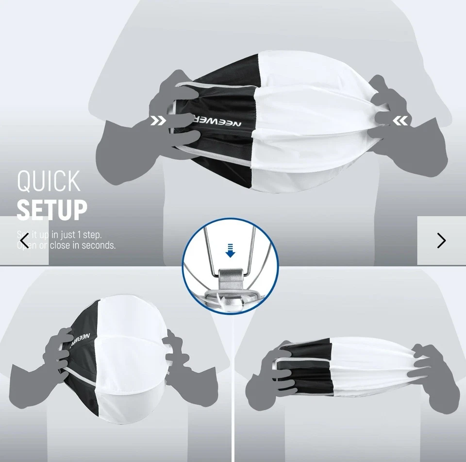 Neewer 12''Lantern Softbox NS7L Mount Quick Release 360° Omnidirectional New - Image 3 of 4