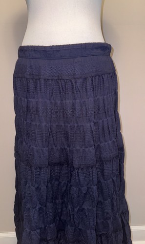 $ 128 Neu mit Etikett Max Studio strukturierter Maxirock Baumwollmischung marineblau Größe XL - Bild 4 von 10