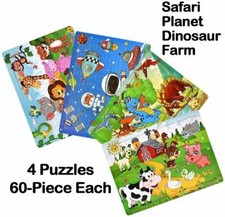 4 packs 60 pcs jigsaw puzzles dino