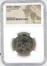 c.1st Century BC SPAIN, CARBULA, AE29 As NGC Certified (Apollo / Kithara)
