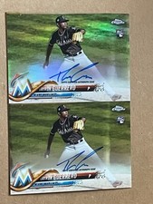 (2) 2018 Topps Chrome TAYRON GUERRERO Auto RC LOT w/ REFRACTOR   Miami Marlins