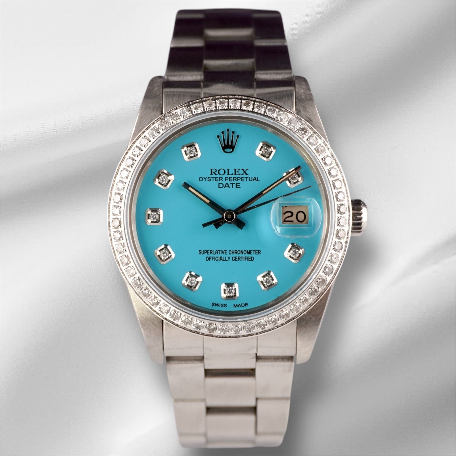 Rolex Date 1.5ct Baby Blue Steel