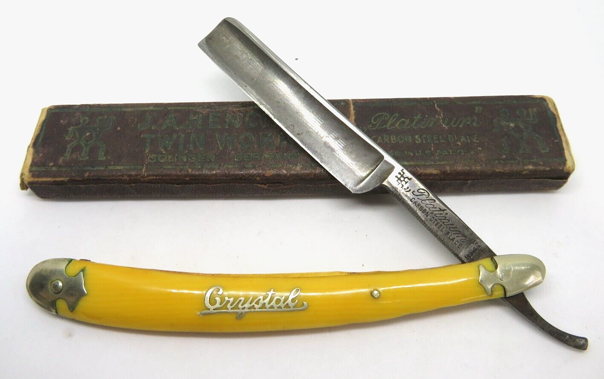 【希少】ヘンケルス（J.A. Henckels）社製アンティークストレートレザー J. A. Henckels Twin Works #401 Platinum Straight Razor Solingen