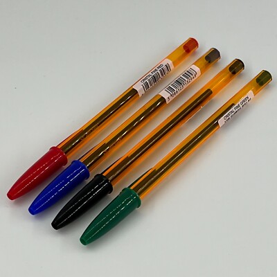 4x MIX COLOUR Bic Cristal Original 0,8 mm FEIN Kugelschreiber Blau Grün Rot Schwarz