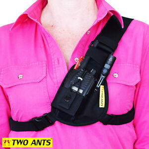 Radio Pouch Chest Harness Holder UHF - Left - Two Ants Worker CT000SLBK