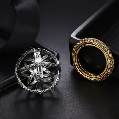 Gold Color Astronomical Ball Rings Men Fashion Jewelry Wedding Bands Finger Ring