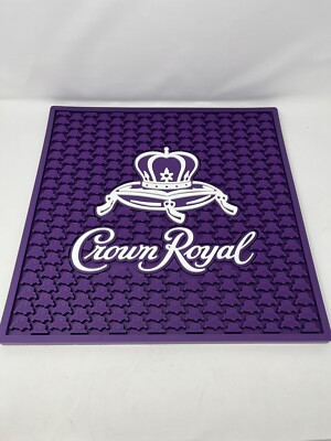 Crown Royal Bar Spill Mat Rubber purple white logo Large 16 1/2'' Sq RARE htf new