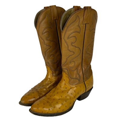 Vintage Larry Mahan Nocona Full Quill Ostrich Cowboy Boots  display picture 1