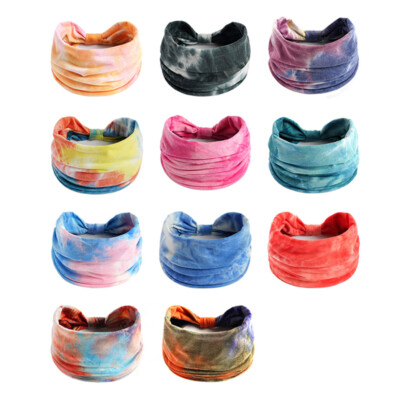 Super Breite Batik-Stirnbänder Haar-Accessoires Regenbogenfarben Turban  
