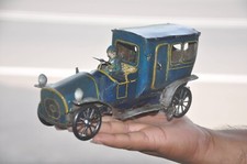 Vintage Blue Sedan No. 218 Wind Up Fine Litho Car Tin Toy,Germany