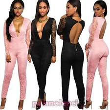 Overall Women's Jumpsuit Bodysuit Tight Pants Lace New DL-1956
