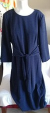 Adrianna Papell Dark Navy Flex Back Zip Tie Front Dress Sz 12