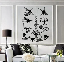 Wall Vinyl Decal Geoglyphs Nazca Giant Geometric Shapes on Plateau Peru (n1497)
