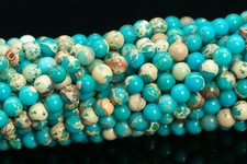 3MM Blue Green Sea Sediment Imperial Jasper Grade AAA Round Loose Beads 15"
