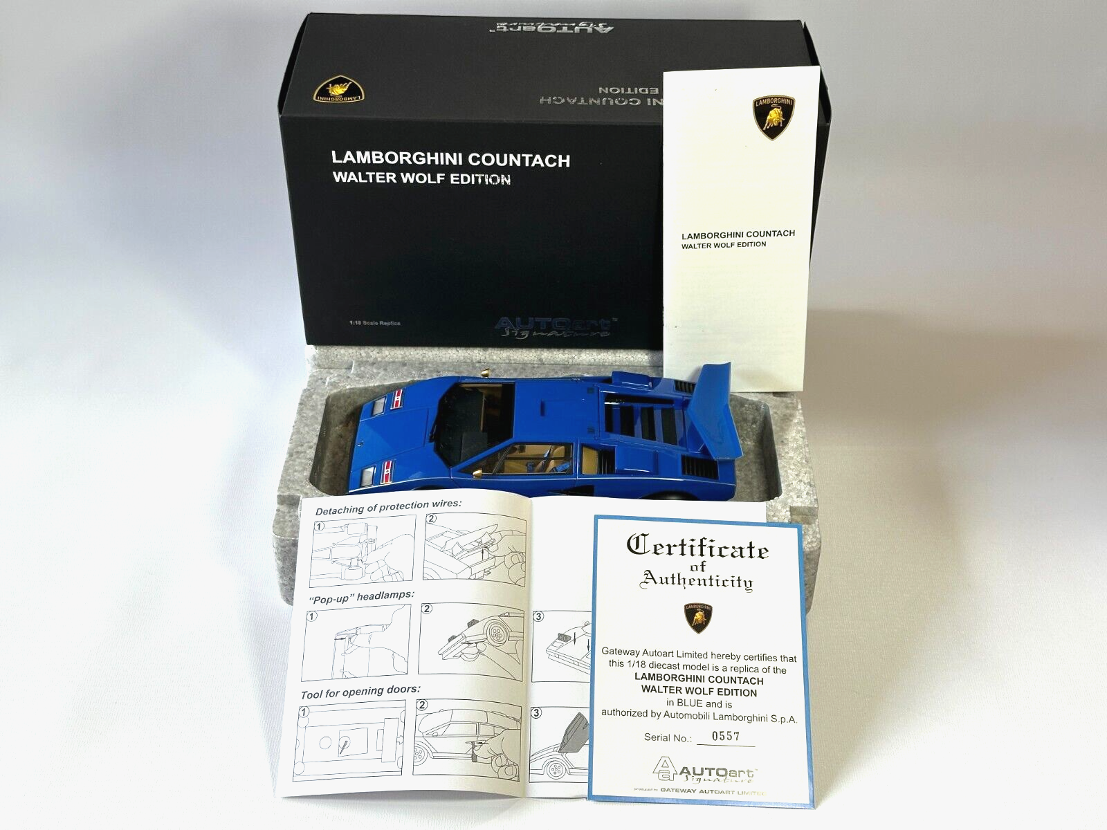 AUTOart 1/18 Lamborghini Countach 25th Anniv Walter Wolf Blue Diecast Model