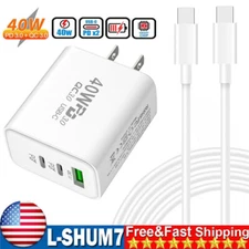 Dual PD 40W Fast Charger Plug & Cable For Samsung Galaxy A54 5G A53 A33 A23 A13