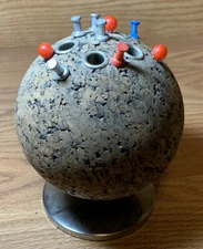 Park Sherman Cork Chrome Desk Pen Pencil Holder Bulletin Ball Mid Century