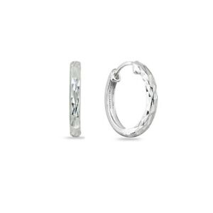 Unique Solid sterling silver diamond cut sleeper 16mm hoop earrings 