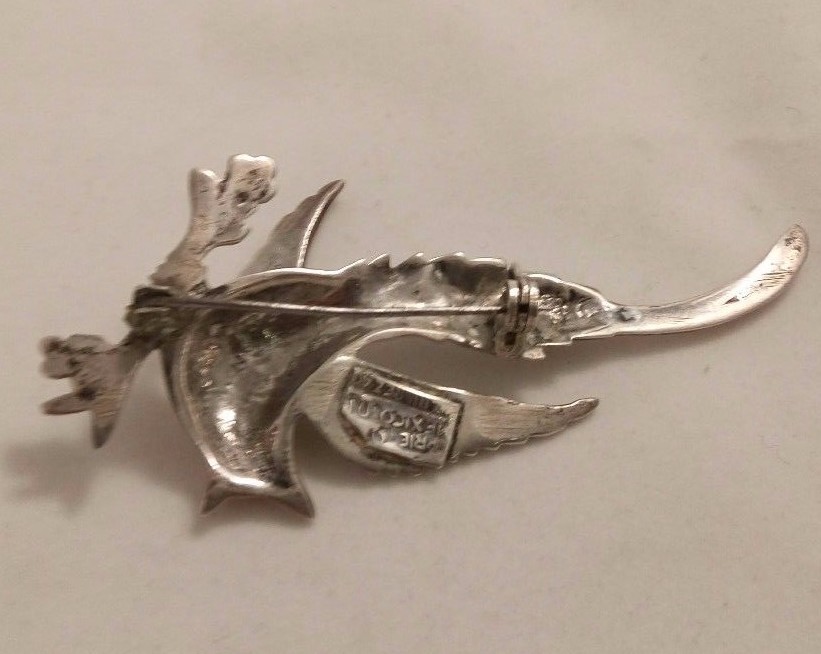 GORGEOUS LARGE SOLID CAST STERLING SILVER BIRD BR… - image 4