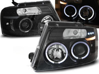 Scheinwerfer Paar Ford F150 MK11 04-08 Angel Eyes Schwarz