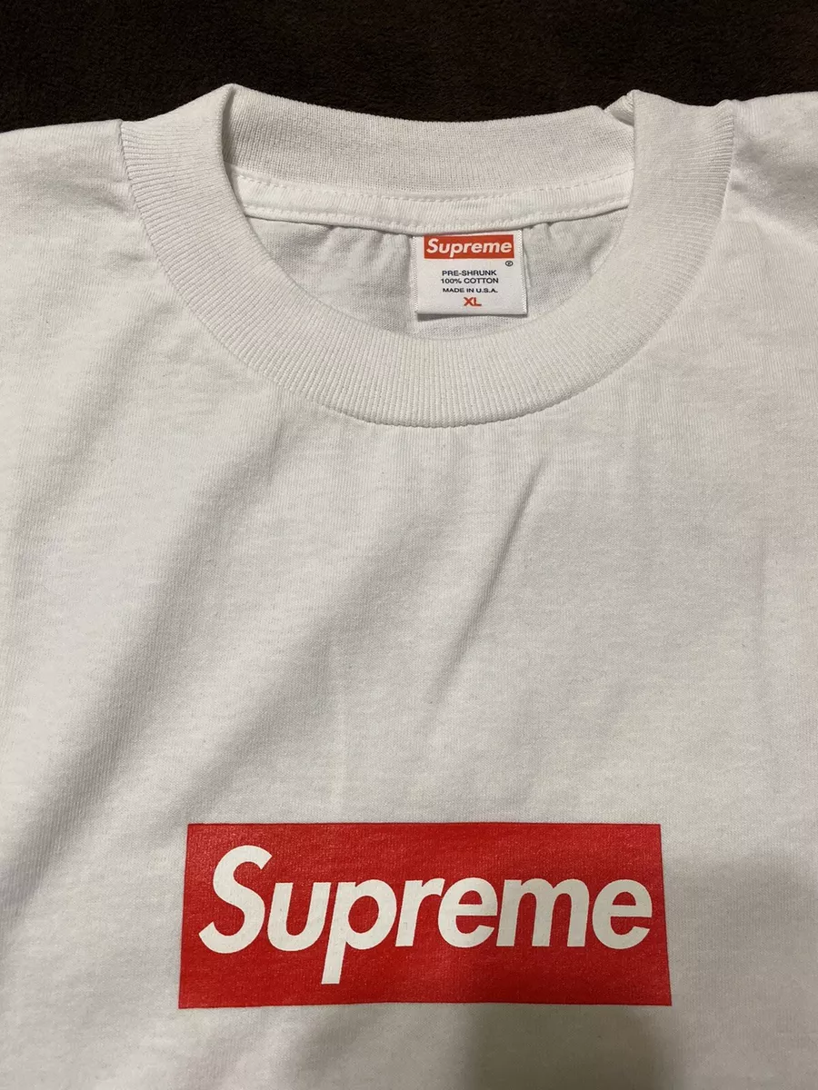 Supreme Box Logo T-Shirt White & Red F&F Size XL Retro Yeezy Air Travis Tee