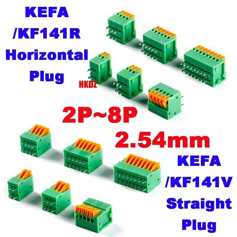 Terminal Block Connector KF141V/R 2~8 Pin2.54mm Pitch PCB Mount Spring Screless - Image 2 of 4