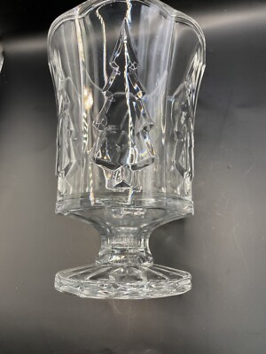 Crystal Clear 24% Lead Scalloped Edge Footed Vase TREE Poland 7'' x 5.25''