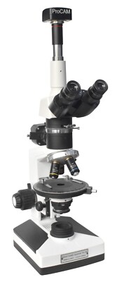 Professional Polarizing Microscope w Reflected & Tansmited LED Light 24MP Camera