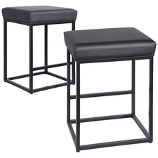 Set of 2 for Kitchen Counter Backless Modern 24" Faux Leather Stools 330 LBS