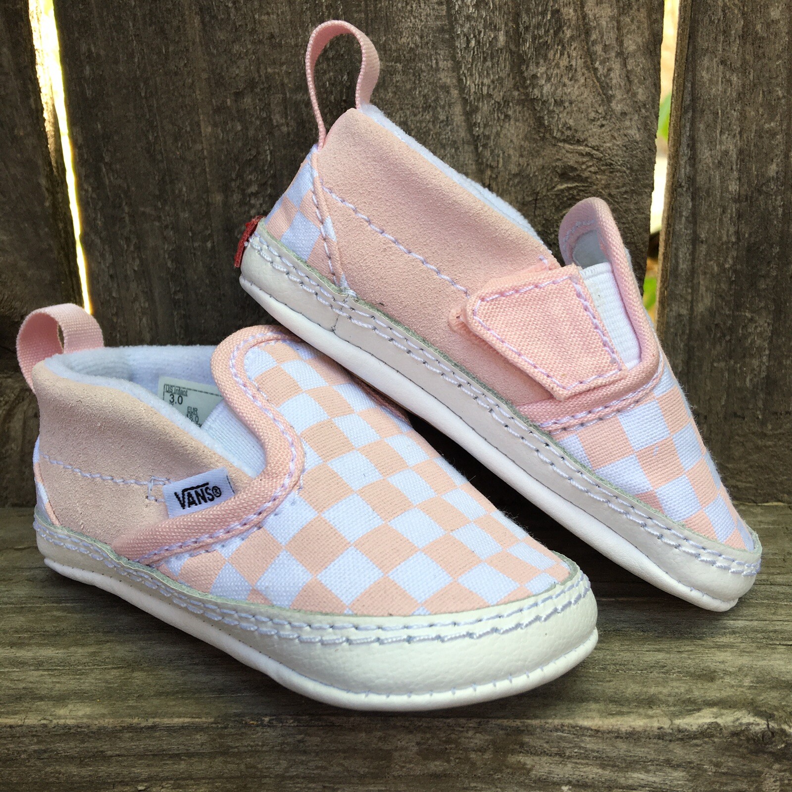 hek Omgekeerde Overgave Vans Slip on V Crib New Born Baby Shoes Checker Pink | eBay