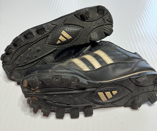 Adidas Baseball Cleats Shoes Youth Size 3.5 Black W/ White Stripes - Picture 3 of 4