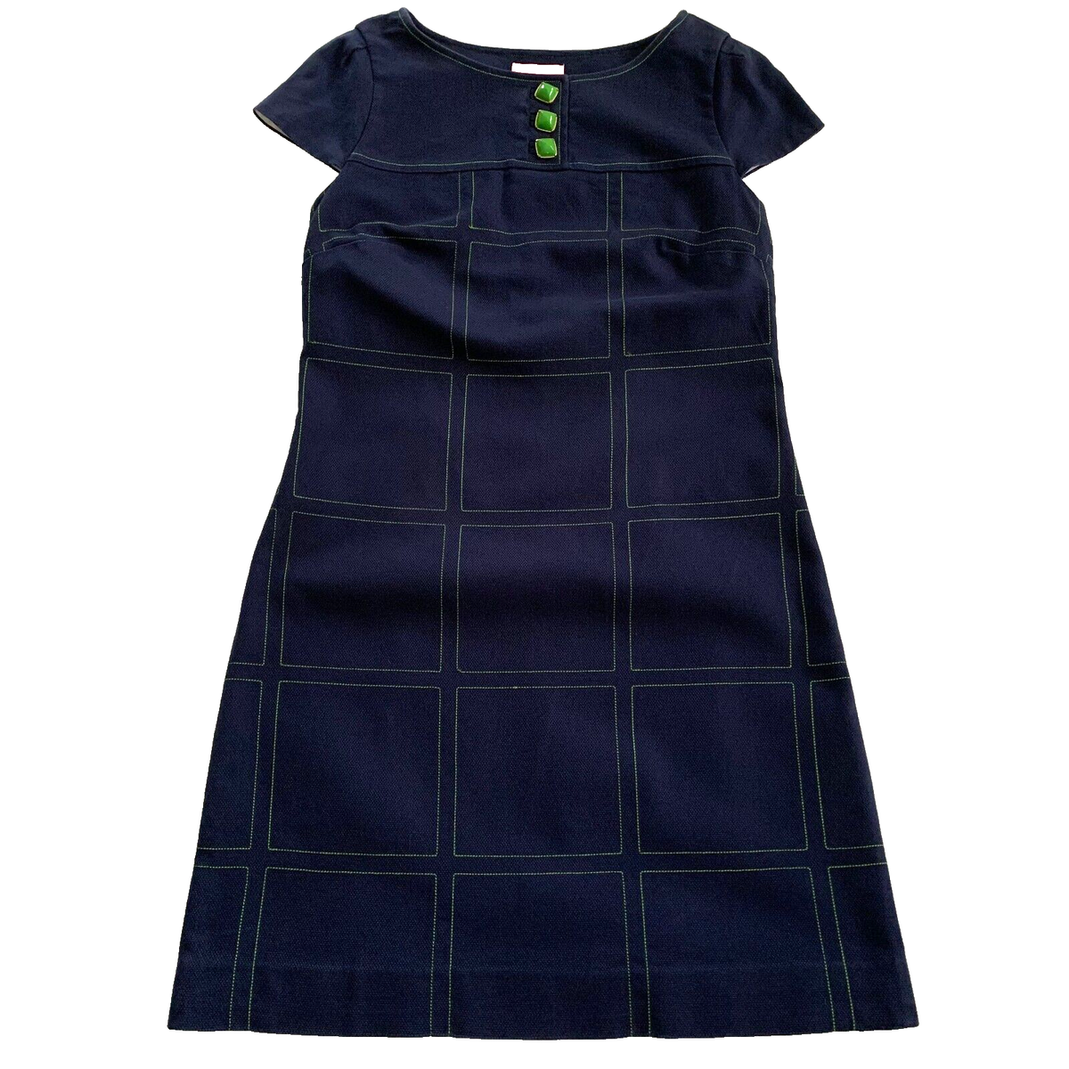 Lilly Pulitzer Navy Cap Sleeve Shift Dress Green Square Stitching 2 0 XS  Cotton | eBay