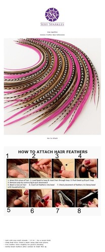 Sexy Sparkles 25 Hair Feathers Extensions Kit, 7"-13" Rooster Feathers for Hair - 第 11/48 張圖片