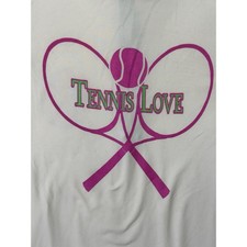 Alo Yoga Quarter Zip Shirt Womens L Tennis Love Logo Cream Graphic Warm Up