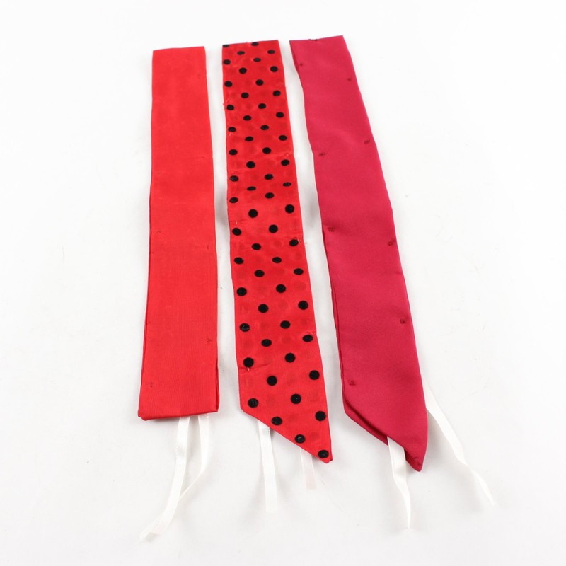 Lot of 3 Handmade Red Ribbon Tie Accessories Unbranded