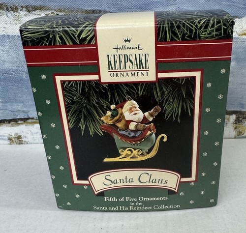 Hallmark Keepsake 1992 Fifth Of Five Ornament Santa & His Reindeer Collection - Picture 2 of 4