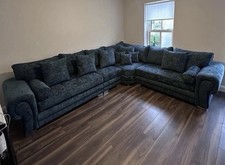 Luxury | Verona Corner Sofa | Full Back|6 Seater |Charcoal Fabric| Extra Pillows