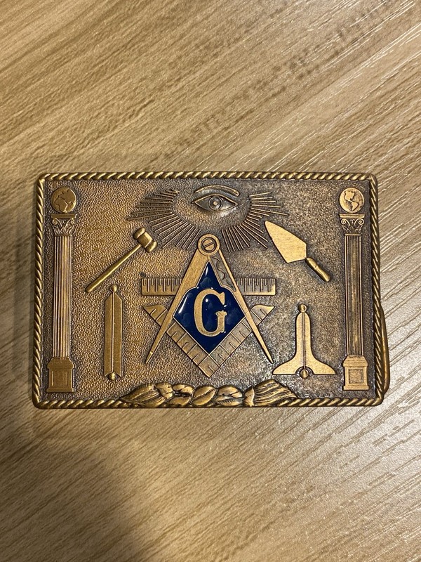 VTG FREEMASONS MASONIC BRONZE Belt Buckle 1978 Harry Klitzner Co Providence