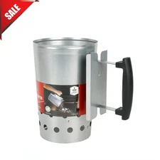 Expert Grill Chimney Starter with Safety Handle for Grilling, Silver, Easy Grill