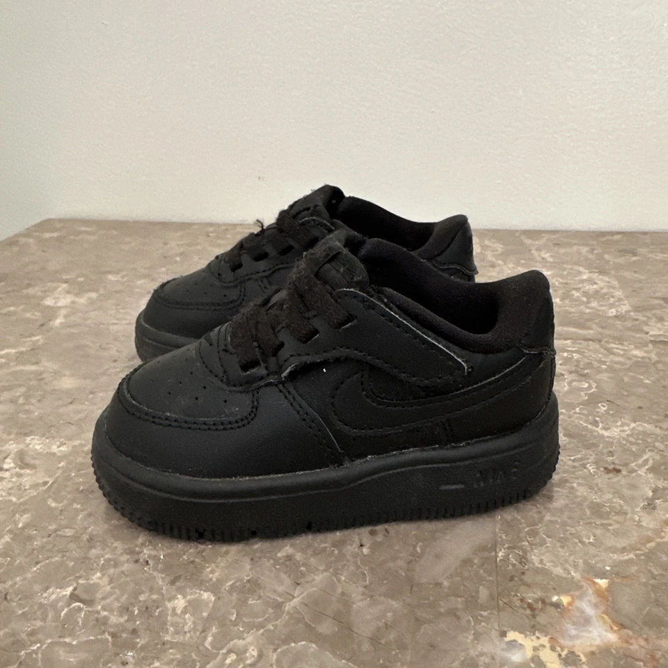 Nike Air Force 1 Low TD Triple Black 314194-009 Toddler Size 6C Sneakers Shoes - Image 2 of 4