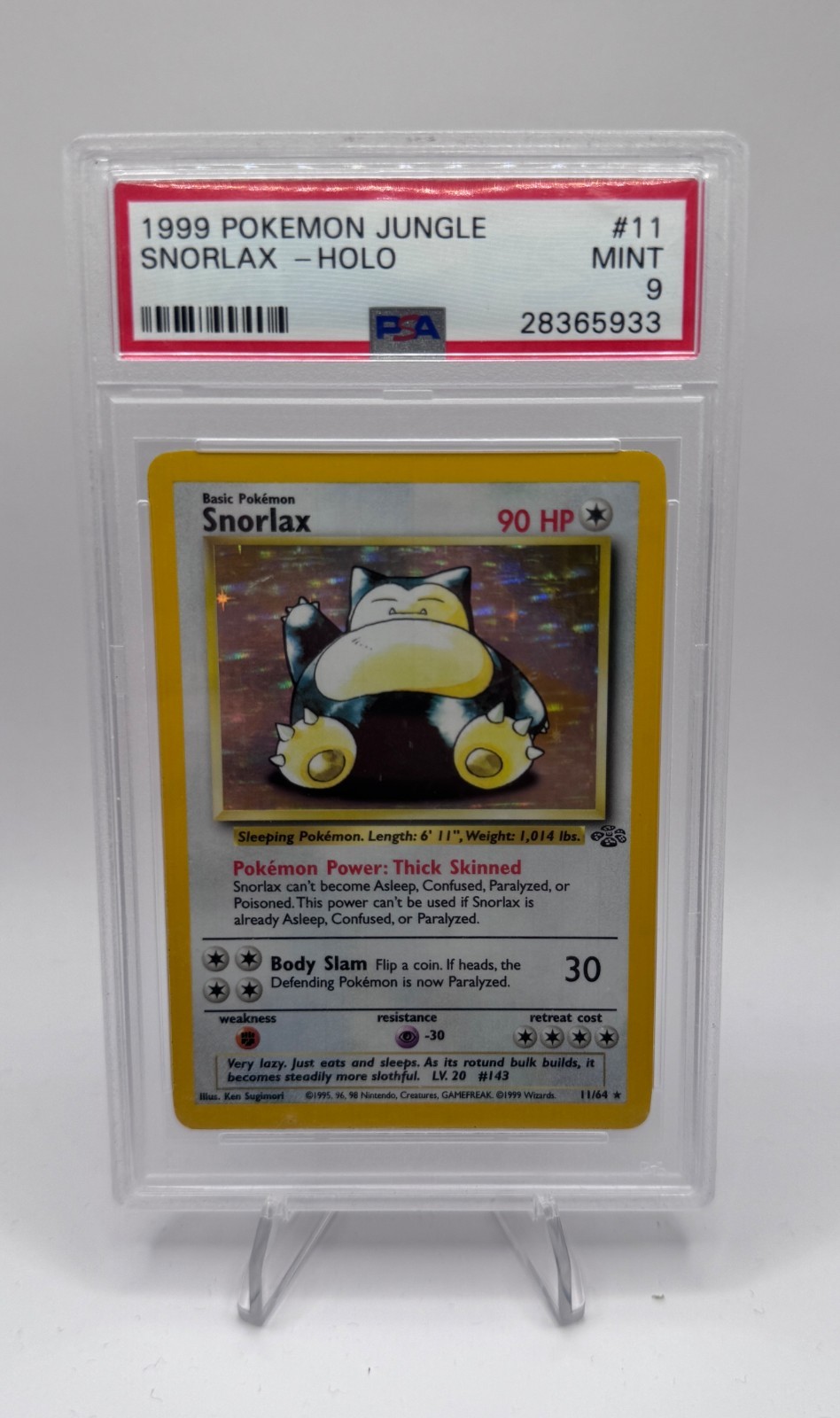 1999 Pokemon Jungle #11 Snorlax-Holo Psa 9