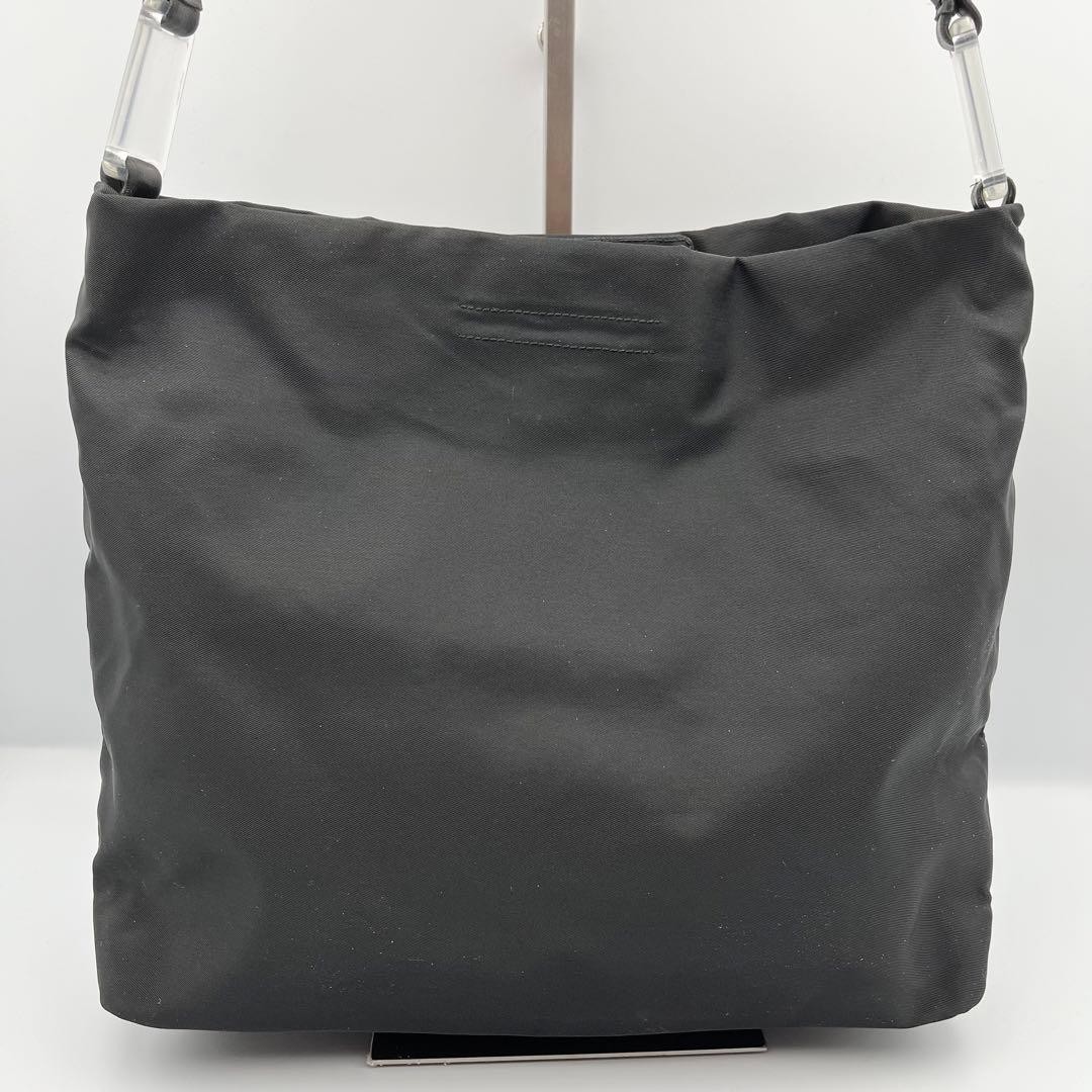 PRADA 90s Archive Plastic Clear Handle Shoulder Bag Nylon Black Authentic thumbnail 4