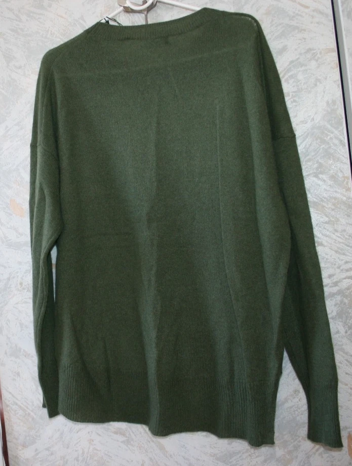 Suéter Suéter TAHARI 100% Cachemira Tejido Top Talla XL Aguacate Oscuro Manga Larga Foto 2 de 2