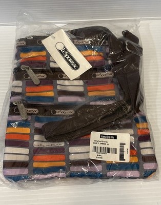 Lesportsac 3 Zipper Crossbody Bag Retired Multicolor Travel Handbag Preppy NWT