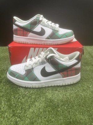 New Nike Dunk Low GS SE 1  Tartan Plaid  Red Green Shoe DV8919-100 5Y/6.5W