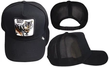 Black Wolf Black Mesh Trucker Style Snapback Adjustable Embroidered Hat Cap