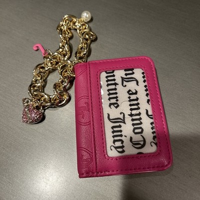 JUICY COUTURE PINK  charm Heart Juicy Card Case Key Fob Hearts wristlet 